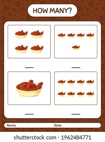 How many counting game with bowl of dates. worksheet for preschool kids, kids activity sheet, printable worksheet