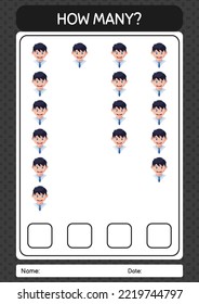 How many counting game with boy. worksheet for preschool kids, kids activity sheet