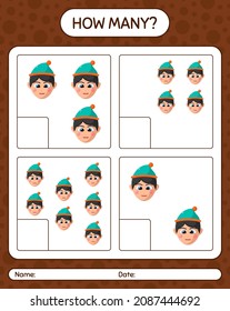 How many counting game with boys. worksheet for preschool kids, kids activity sheet