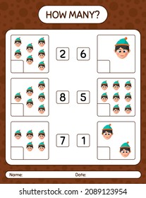 How many counting game with boys. worksheet for preschool kids, kids activity sheet