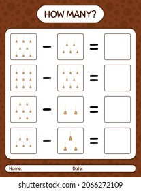 How many counting game with broom. worksheet for preschool kids, kids activity sheet