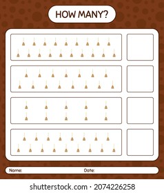How many counting game with broom. worksheet for preschool kids, kids activity sheet