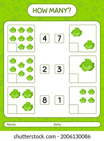 How many counting game with cabbage. worksheet for preschool kids, kids activity sheet, printable worksheet
