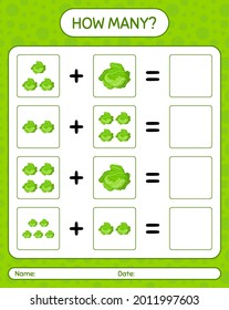 How many counting game with cabbage. worksheet for preschool kids, kids activity sheet, printable worksheet