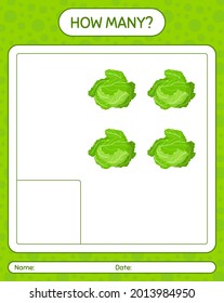 Wie viele zählen Spiel mit Kohl. Arbeitsblatt für Vorschulkinder, Kinderaktivitätsblatt, ausdruckbares Arbeitsblatt