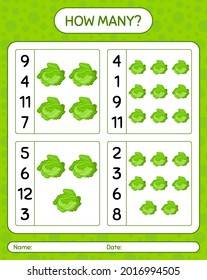 How many counting game with cabbage. worksheet for preschool kids, kids activity sheet, printable worksheet