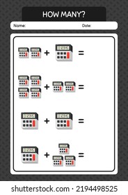 How many counting game with calculator. worksheet for preschool kids, kids activity sheet
