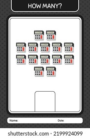 Cuántos juegos de conteo con calculadora. hoja de trabajo para niños de preescolar, hoja de actividades para niños
