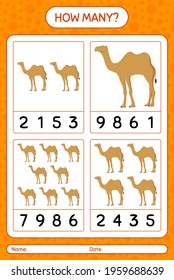 How many counting game with camel. worksheet for preschool kids, kids activity sheet, printable worksheet