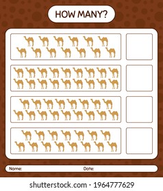 How many counting game with camel. worksheet for preschool kids, kids activity sheet, printable worksheet