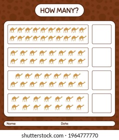 How many counting game with camel. worksheet for preschool kids, kids activity sheet, printable worksheet