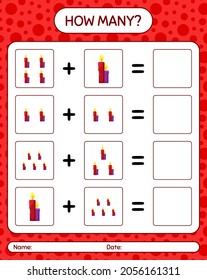 How many counting game with candle. worksheet for preschool kids, kids activity sheet