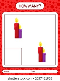 How many counting game with candle. worksheet for preschool kids, kids activity sheet