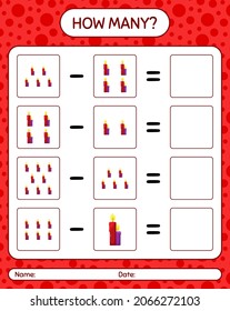 How many counting game with candle. worksheet for preschool kids, kids activity sheet