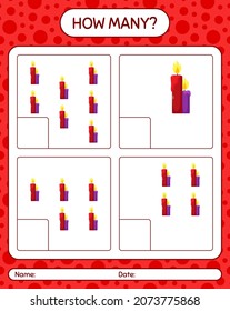 How many counting game with candle. worksheet for preschool kids, kids activity sheet