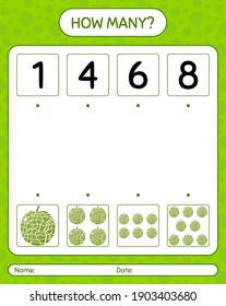 How many counting game with cantaloupe. worksheet for preschool kids, kids activity sheet, printable workshee