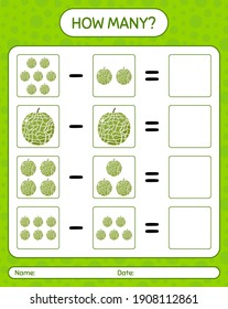 ¿Cuántos de los juegos cantaloupe? hoja de trabajo para niños de preescolar, hoja de actividades para niños, hoja de trabajo imprimible
