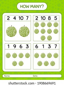 ¿Cuántos de los partidos con cantaloupe? hoja de trabajo para niños de preescolar, hoja de actividades para niños, taller imprimible