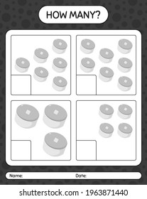 How many counting game with cap. worksheet for preschool kids, kids activity sheet, printable worksheet