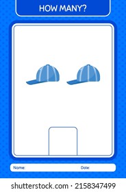 How many counting game with cap. worksheet for preschool kids, kids activity sheet