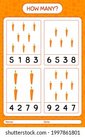 How many counting game with carrot. worksheet for preschool kids, kids activity sheet, printable worksheet