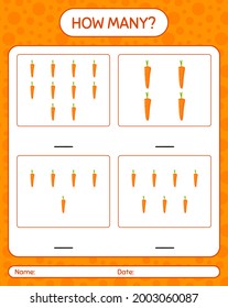 How many counting game with carrot. worksheet for preschool kids, kids activity sheet, printable worksheet