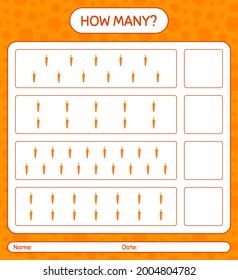 How many counting game with carrot. worksheet for preschool kids, kids activity sheet, printable worksheet