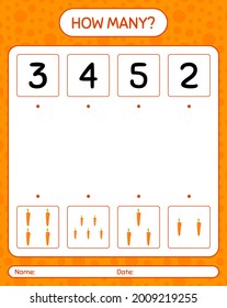 How many counting game with carrot. worksheet for preschool kids, kids activity sheet, printable worksheet