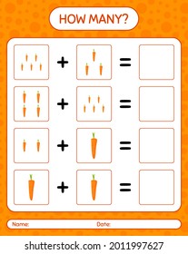 How many counting game with carrot. worksheet for preschool kids, kids activity sheet, printable worksheet