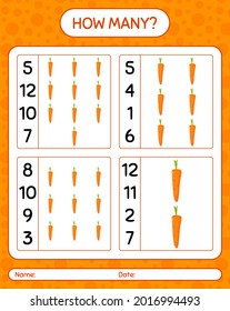 How many counting game with carrot. worksheet for preschool kids, kids activity sheet, printable worksheet