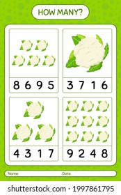 ¿Cuántos juegos de conteo con coliflor? hoja de trabajo para niños de preescolar, hoja de actividades para niños, hoja de trabajo imprimible
