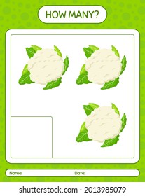 ¿Cuántos juegos de conteo con coliflor? hoja de trabajo para niños de preescolar, hoja de actividades para niños, hoja de trabajo imprimible