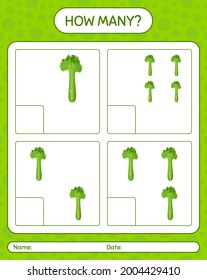 ¿Cuántos de juego de conteo con apio? hoja de trabajo para niños de preescolar, hoja de actividades para niños, hoja de trabajo imprimible