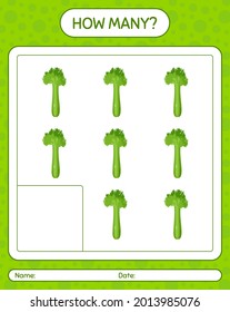 How many counting game with celery. worksheet for preschool kids, kids activity sheet, printable worksheet