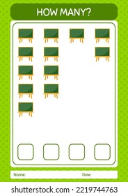 How many counting game with chalkboard. worksheet for preschool kids, kids activity sheet