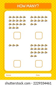How many counting game with chalkboard eraser. worksheet for preschool kids, kids activity sheet