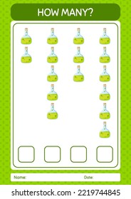 How many counting game with chemical bottle. worksheet for preschool kids, kids activity sheet