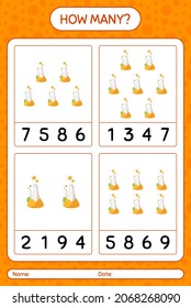 How many counting game with chemistry tube. worksheet for preschool kids, kids activity sheet
