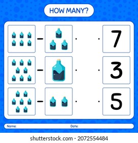 How many counting game with chemistry tube. worksheet for preschool kids, kids activity sheet