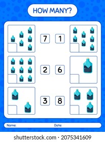 How many counting game with chemistry tube. worksheet for preschool kids, kids activity sheet