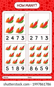 How many counting game with chili pepper. worksheet for preschool kids, kids activity sheet, printable worksheet