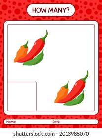 How many counting game with chili pepper. worksheet for preschool kids, kids activity sheet, printable worksheet