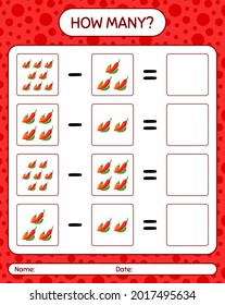 How many counting game with chili pepper. worksheet for preschool kids, kids activity sheet, printable worksheet