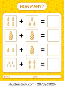 Wie viele zählen Spiel mit Weihnachtsschmuck. Arbeitsblatt für Vorschulkinder, Kinderaktivität