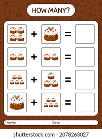 ¿Cuántos de los que cuentan con pastel de navidad? hoja de trabajo para niños de preescolar, hoja de actividades para niños