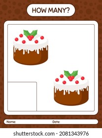 How many counting game with christmas cake. worksheet for preschool kids, kids activity sheet