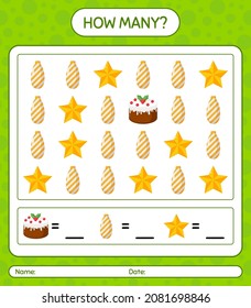 How many counting game with christmas icon. worksheet for preschool kids, kids activity sheet