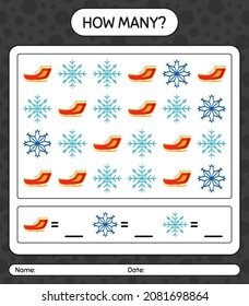 How many counting game with christmas icon. worksheet for preschool kids, kids activity sheet
