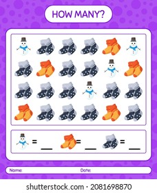 How many counting game with christmas icon. worksheet for preschool kids, kids activity sheet