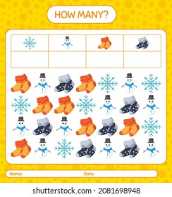 How many counting game with christmas icon. worksheet for preschool kids, kids activity sheet